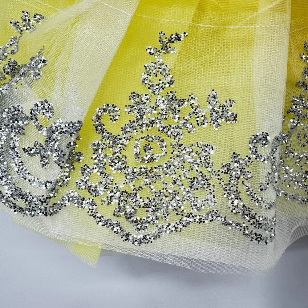 Bright Yellow Ballet Tutu Dress Dance Costume Tulle Sequins Childrens XXL 20
